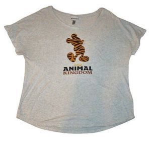 Disney Parks Animal Kingdom Mickey Mouse Sparkly Tiger Striped Off Shoulder Top